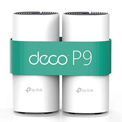 Imagen de Sistema Wi Fi Mesh TP Link Deco P9, Doble banda, Gigabit, MU MIMO, PLC, AC1200 + AV1000, Blanco