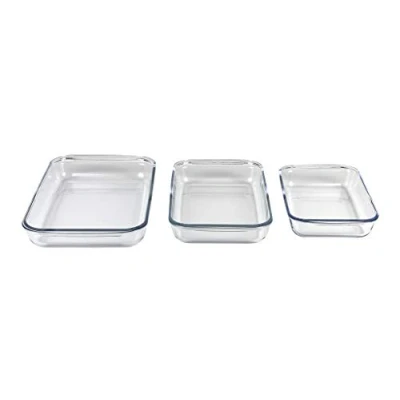Imagen de Cofan Set de 3 fuentes rectangulares borosilicato Modelo Baritina I Capacidad: 1600 ml 2200 3000