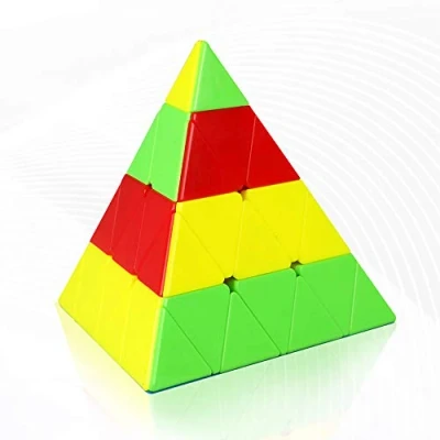 Imagen de FunnyGoo Mofangge 4x4 triángulo de pirámide pyraminx Cubo Rompecabezas Velocidad mágica con un Soporte (sin Etiqueta)