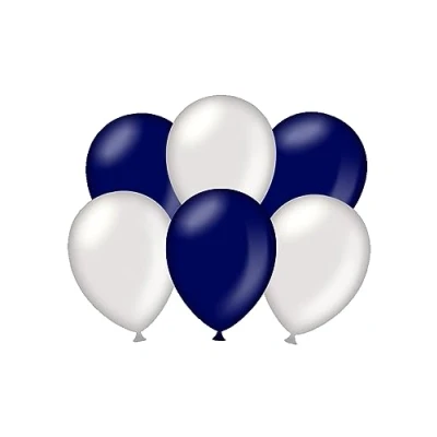Imagen de PD Party 7036583 Fiesta Globos Natural Caucho (Látex) Decoración, Paquete de 6, Azul Metálico/Plata, 30cm Longitud x Ancho Altura