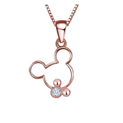 Imagen de Kaguyo Collar de Plata para Mujer Ley 925 Chapada en Oro Rosa con Circonitas Transparentes Colgante Ratón Lindo Mujeres Niñas y Niños Regalo Cumpleaños
