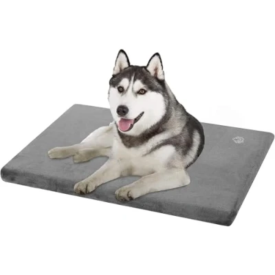Imagen de EMPSIGN Cama para Perros Grande, Colchón Perro Lavable y Desenfundable, Cojín Impermeable de Doble Cara (frío Calor), Almohadilla Espuma Alta Densidad, Gris, L, 89x56x7.6cm