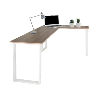 Imagen de hjh OFFICE 830084 Escritorio de Esquina WORKSPACE Basic I 165 x 120 cm, Mesa Ordenador, Nogal/Blanco