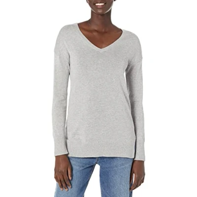 Imagen de Amazon Essentials Jersey Tipo Túnica Ligero de Manga Larga y Cuello en Pico (Disponible Tallas Grandes) Mujer, Gris Claro Mezcla, L
