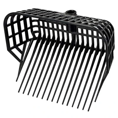 Imagen de Kerbl horquilla para estiércol sin mango (horquilla de gran capacidad, 17 púas, plástico irrompible, virutas negra, tamaño 38x30 cm) 326056