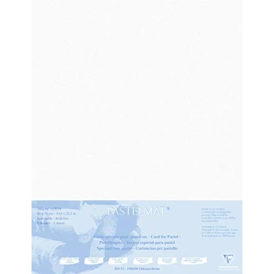 Imagen de Clairefontaine Ref 496010C Tabla montada en pastelmat (5 hojas) 1800 micras 50 x 70 cm Color blanco Especialmente formulada para uso con pasteles