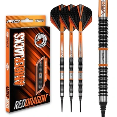 Imagen de RED DRAGON Amberjack 18 Serie Softip Dardos Profesionales Set de Gramos con Plumas y Varillas