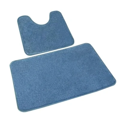Imagen de Rururug Juego de 2 Alfombra Baño Antideslizante Alfombrilla Microfibra Ducha Ultra Suave Azul (50x80+50x40cm)