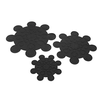 Imagen de Kuhn Rikon 20038 Topf und Pfannenschutz 3er Set Schwarz Protector para sartenes, Negro, Silicona
