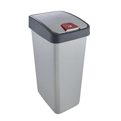 Imagen de Keeeper Cubo de la Basura Premium con Tapa Abatible, Tacto suave, 45 l, Magne, Plateado (Light Silver)