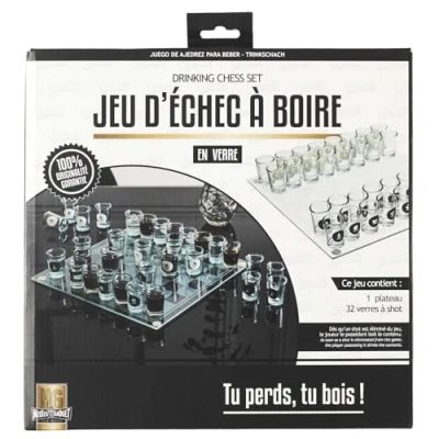 Imagen de MISTER GADGET, MG3519, Juego de Ajedrez para Beber Vidrio, Colores: Blanco y Negro, Noches Regalos Divertidos