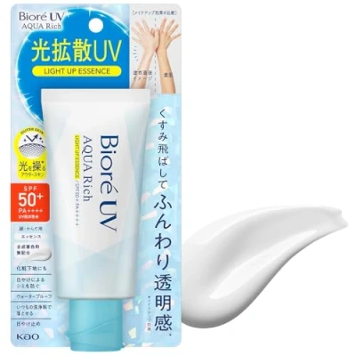 Imagen de Biore UV Aqua Rich Light Up Essence 70g SPF50 +/PA ++++ Blotting Paper Set