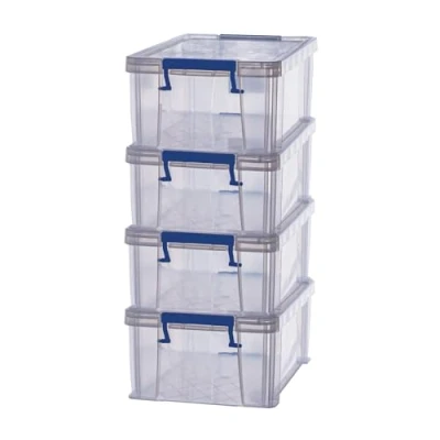 Imagen de Bankers 4 cajas de almacenamiento plástico ProStore 10 litros (14 x 34 21,5 cm)