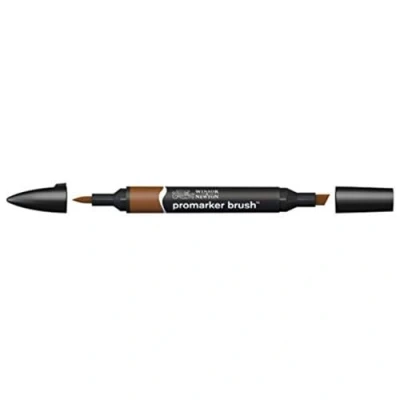 Imagen de Winsor &amp; Newton Promarker Brush Rotulador Doble Punta, Punta Pincel, Tinta Base Alcohol, Color Burnt Sienna (o324)