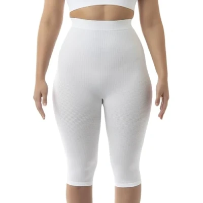 Imagen de Farmacell 123 (Blanco, S/M) Faja Pantalon con Cintura Alta Que Cubre hasta la Pantorrilla, Efecto masajeador