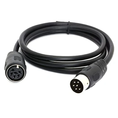 Imagen de HTGuoji Cable de extensión conector 6 pines Midi Din macho a hembra, adaptador AV audio para digital (1 metro)