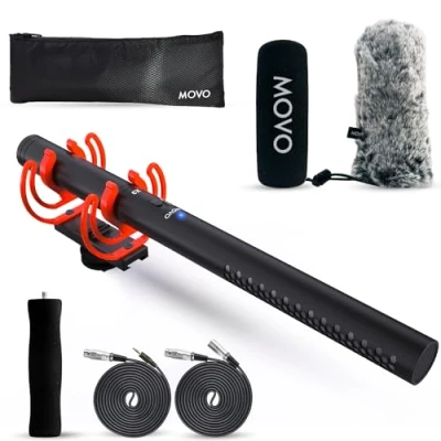 Imagen de Movo X3 II Micrófono Shotgun XLR de 11&#039;&#039; para Cámara Supercardioide Condensador DSLR, Creación Contenido, Video, Cine Boom Direccional con Suspensión Rycote y Empuñadura