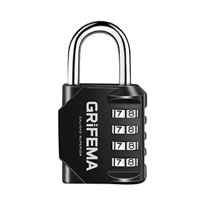 Imagen de GRIFEMA GA1001 1 Candado de Combinación, Cerradura Combinación 4 Dígitos , Adecuada para Gimnasio, Maleta Equipaje y Caja Herramientasetc Etc, Negro