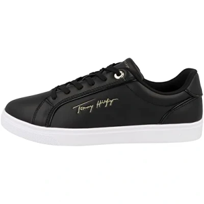 Imagen de Tommy Hilfiger Signature Piping Sneaker FW0FW06870, Zapatilla con Suela Cupsole Mujer, Negro (Black/Patent), 36 EU