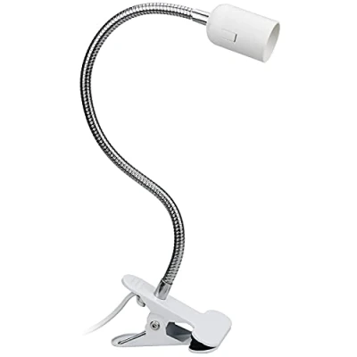 Imagen de CXtech Portalámpara E27 Lámpara Pinza con Cuello de Cisne Ajustable 360 40 CM Escritorio LED Clip Flexible Lectura Nocturna Blanco (EU)