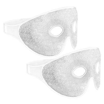 Imagen de Navaris Compresa fría para ojos Set 2x antifaz de gel calor y frío la cara Gafas ajustables reutilizables hielo Purpurina plata