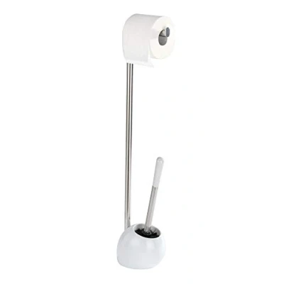 Imagen de WENKO Juego de pie para el WC Polaris Blanco Portaescobillas WC, Cerámica, 16 x 72.5 14.5 cm,