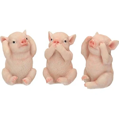 Imagen de Nemesis Now Three Wise Pigs Figura Decorativa (11 cm), Color Rosa