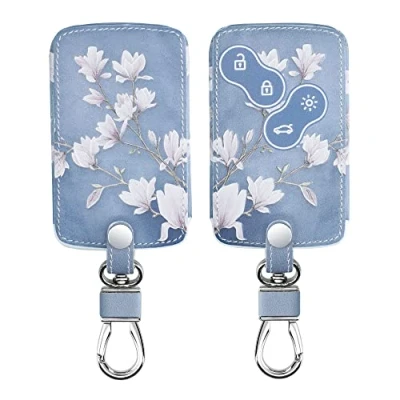 Imagen de kwmobile Funda Compatible con Renault Llave de Coche 4 Botones (Solo Keyless Go) Cubierta Cuero sintético Case para Mando y Control Auto Magnolias