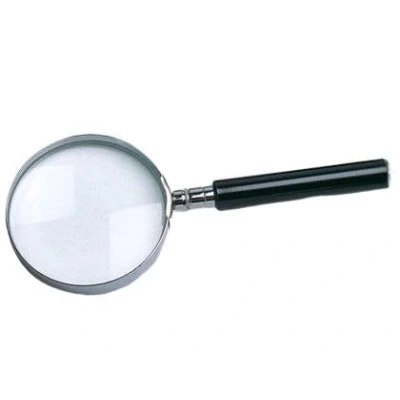 Imagen de Liderpapel Lupa Cristal Aro Metálico Mango Negro Diámetro 75 MM