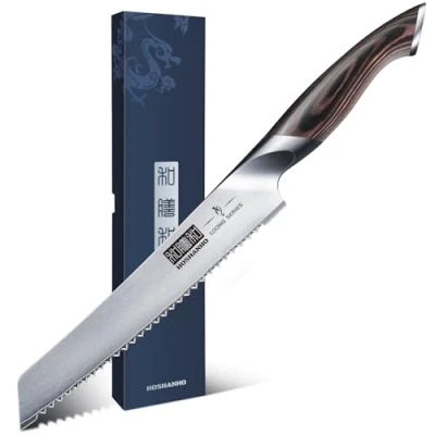 Imagen de HOSHANHO Cuchillo para Pan 15cm Panero Súper Afilado de Serrada Profesional Acero Alemán Cortar Panes Caseros