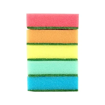 Imagen de D.RECT ​​​​Set de 5 Esponjas Cocina Doble Cara 30x100x75mm Multiusos Poder Absorbente y Limpiador Maxi Multicolor