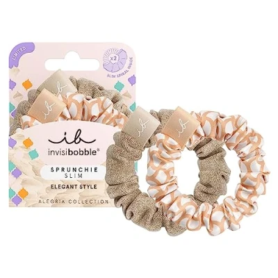 Imagen de Invisibobble Sprunchie Coleteros dorado y naranja x2 Scrunchie de tela con goma pelo en espiral al interior edición limitada niña verano