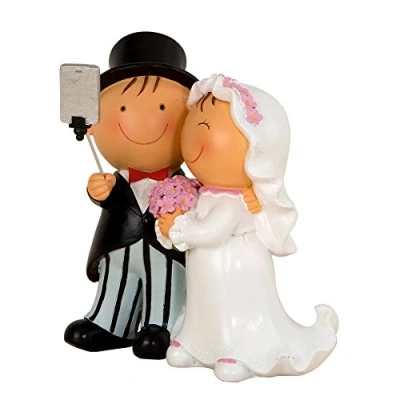 Imagen de Mopec Pit&amp;Pita Figura para Pastel de boda, Resina, Blanco, 13.5 x 17 19.2 cm