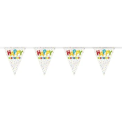 Imagen de Unique Diseño y tema de globos cumpleaños Bandera plástico 12 pies, Multicolor, Large (73109)