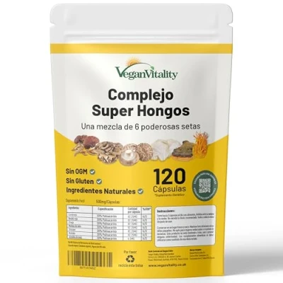 Imagen de Suplemento de 6 Hongos Reishi, Melena León, Cordyceps, Chaga, Shitake y Maitake. 120 Cápsulas. 500mg Por Cápsula. Fórmula Alta Resistencia para el Apoyo del Sistema Inmunológico Bienestar