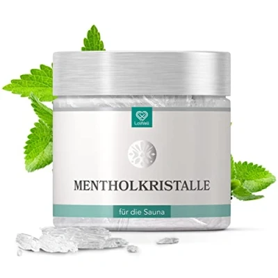 Imagen de LoWell® 100g Cristales de Mentol hechos 100% pura menta Ideal como infusión para la sauna en lata resellable