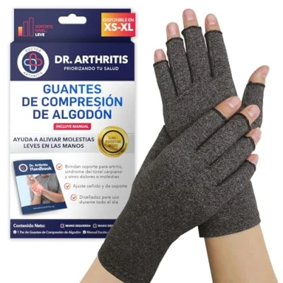 Imagen de Guantes Artritis Desarrollados por Médicos Sin Dedos Compresión para Aliviar Síntomas Artritis, Enfermedad de Raynaud y Túnel Carpiano Incluye Manual Escrito Médico [Talla S, 1 Par]