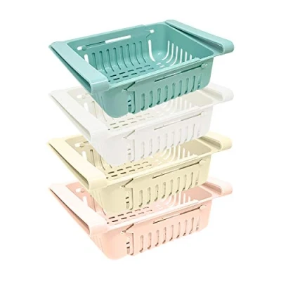 Imagen de joeji&#039;s Kitchen Juego de 2, 4 Cajas Almacenamiento Y Organización Cocina Para Nevera, Organizador Cajón Retráctil Color Azul Blanco Rosa Beige (Juego 4)
