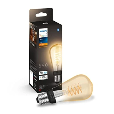 Imagen de Philips Hue Bombilla inteligente filamento, E27, Pera, Luz cálida regulable, 7W, Compatible con Alexa y Google Home Pack de 1 LED inteligentes, Unidad (Paquete 1)