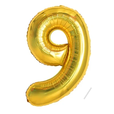 Imagen de Globos de Cumpleãnos 9 Oro,101 CM Globo Numeros Gigantes Grandes Decoracion,Globo Numero 9,Globos Niño Niña Adultos,Vuelan con Helio
