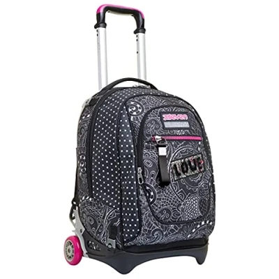 Imagen de Seven Mochila con Ruedas, NEW TECH YANTRY GIRL Bolsa Ruedas para Libros, 3 en 1, Desmontable+Trolley, chicos&amp;chicas, escuela, deporte, tiempo libre, Funda portátil, Negro