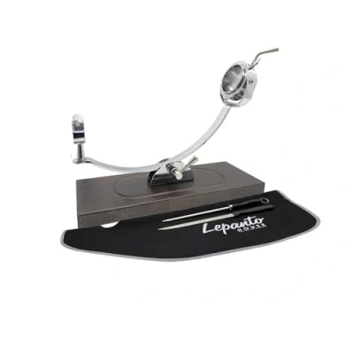 Imagen de FERRETERIA LEPANTO jamonero Profesional Giratorio y basculante, Soporte con Base de Madera Haya Color Caoba Modelo Serrano (Set Negro)