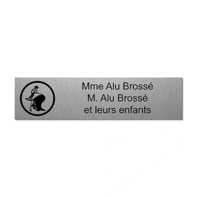 Imagen de Mygoodprice Placa grabada para nombre y número de buzón Torero autoadhesivo, 10 x 2,5 cm, personalizada, 1 a 3 líneas aluminio cepillado