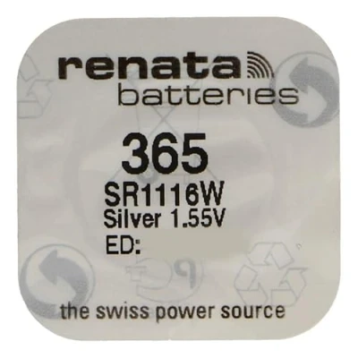 Imagen de RENATA Lote de 5 pilas botón plateado óxido 365/SR1116W 0% mercurio