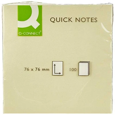 Imagen de Q Connect Bloc De Notas Adhesivas Quita Y Pon 76X76 Mm Con 100 Hojas