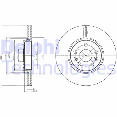 Imagen de DELPHI BG4338 Disco de freno 300 24 5 ventilado aceitado altamente carbonizado sin cojinete rueda, anillo sensor ABS RENAULT: GRAND SCENIC 2