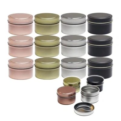 Imagen de 12 Piezas Latas de Velas Vacías,55 ml Mini Recipientes para Velas,Manualidades,Tarro Vela,Almacenamiento,Envase Velas,Tarros Metálicos Vacíos Hacer Velas,Oro Rosa