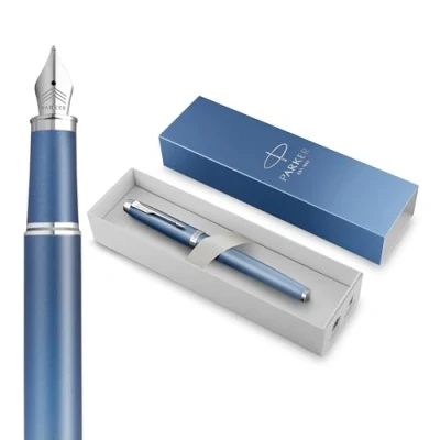 Imagen de PARKER Pluma estilográfica IM Writing Rituals acabado azul degradado con adornos cromados plumín fino tinta estuche de regalo