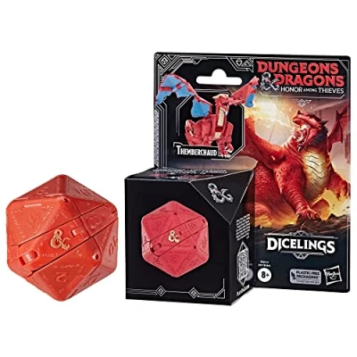 Imagen de Dungeons &amp; Dragons Honor Entre Ladrones, Dicelings Red Dragon Themberchaud, Monstruo D&amp;D Coleccionable, Dado d20 Gigante Que se Convierte en Figura de acción, Dados para Juego rol,F5211