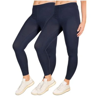 Imagen de SES Leggings Algodón, Paquete de 2, Cintura elástica Suave Que no abulta, para Mujer Azul Marino 56 58
